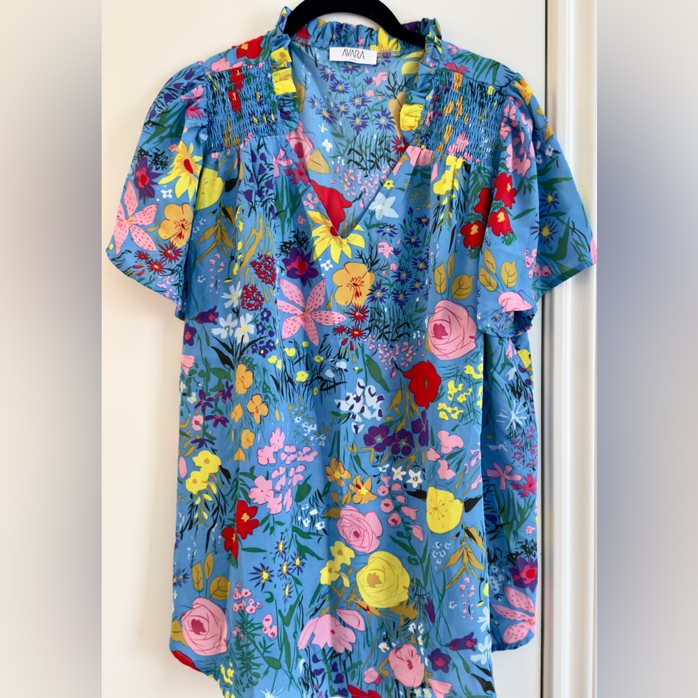 Floral Blue Top by Avara - Picture 1 of 2
